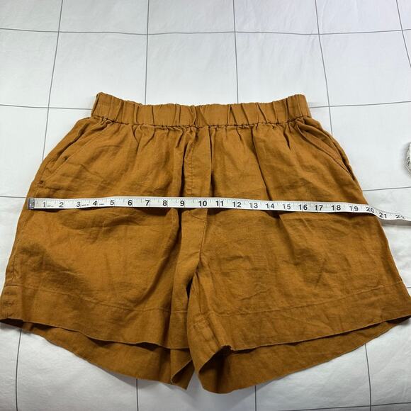 Everlane Shorts Womens Medium Orange Brown Linen Boxer Relaxed Pull On Travel - Picture 10 of 14
